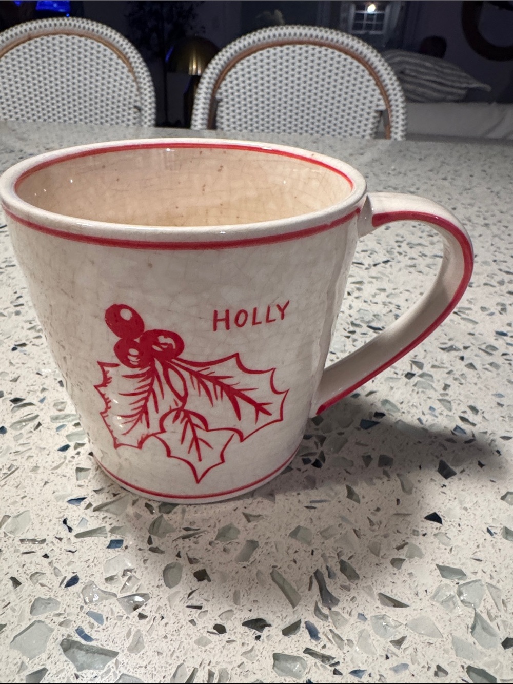 Anthropologie  Molly hatch Holly Red and Cream Holiday large Ceramic Mug